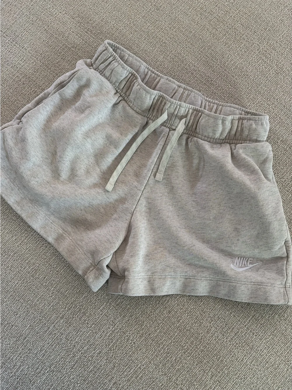 Nike Women's Light Grey Elastic Waist cotton Shorts